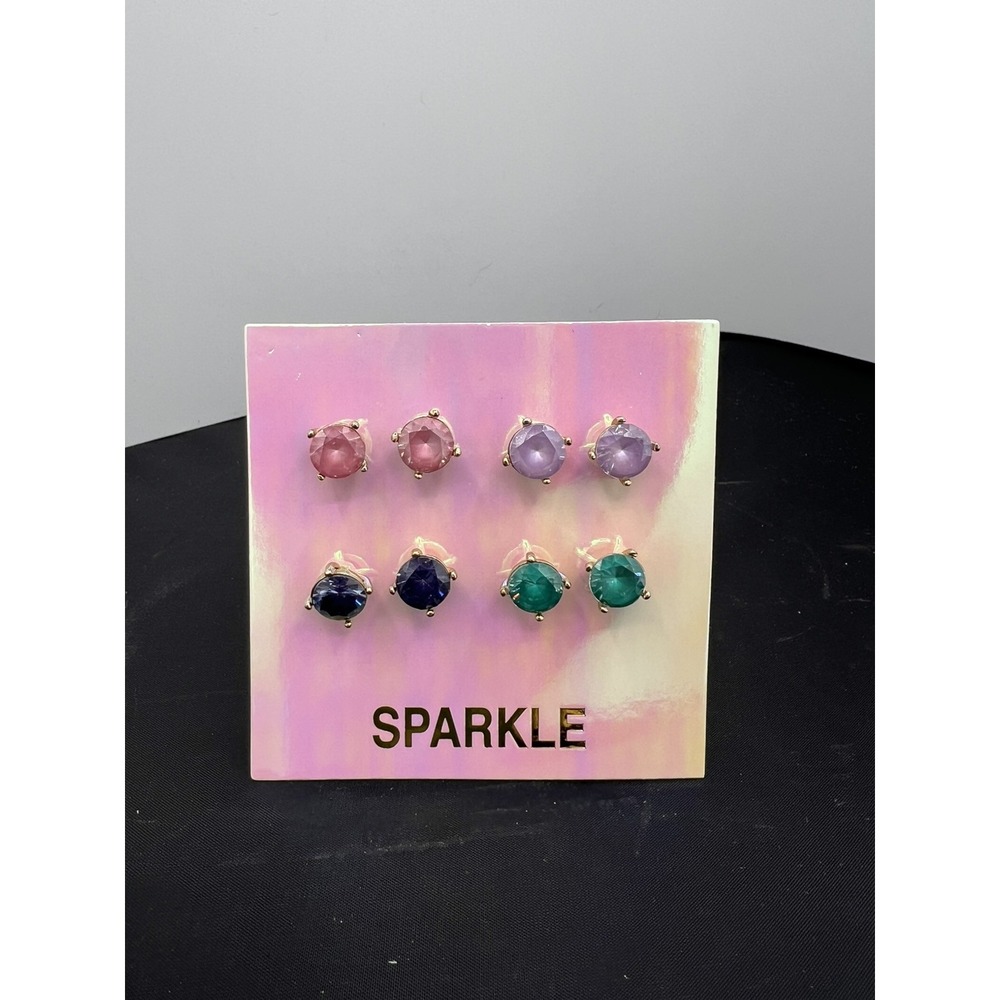 ✨ Sparkle Set of 4 Post Earrings‎ – NIP • Shiny Stylish Stud Collection 💎🌟